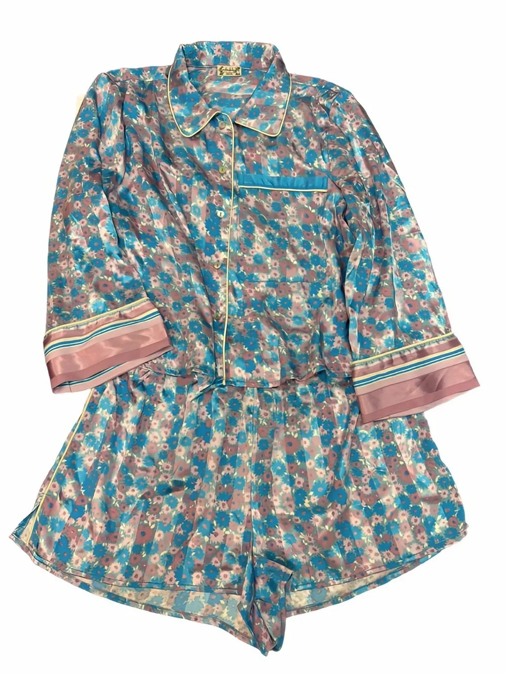 Free People Intimately Pillow Talk Satin Pajama Set Cool Lavender Combo Sz XS/S